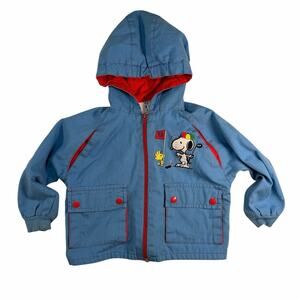 Vintage Quiltex Peanuts Snoopy Golf Jacket 18M Blue Red Hooded Toddler